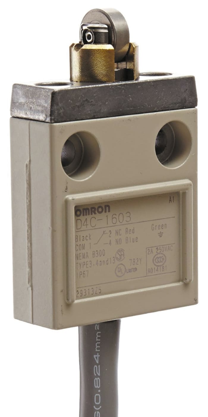Final de carrera con Pulsador con roldana Omron, SPDT, NA/NC, 250V, 250 V ac 5A, IP67