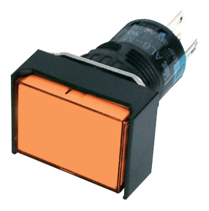 Idec Illuminated Push Button Switch, Momentary, Panel Mount, 16mm Cutout, SPDT, Amber LED, 250V, IP65