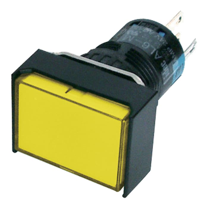 Idec Illuminated Push Button Switch, Momentary, Panel Mount, 16mm Cutout, SPDT, Yellow LED, 250V, IP65