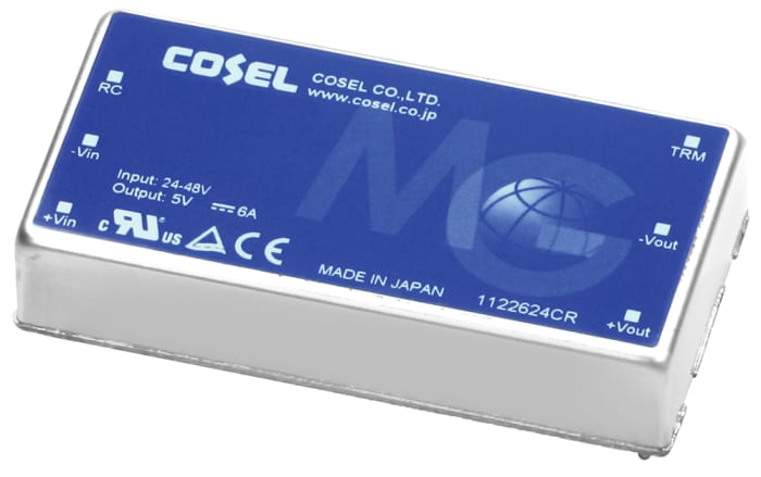 Cosel Isolated DC-DC Converter, 12V dc/ 2.5A Output, 9 → 36 V dc Input, 30W, Through Hole, +85°C Max Temp -40°C