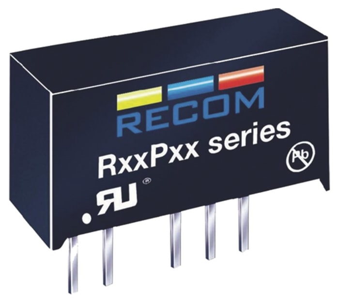 Recom R12P DC-DC Converter, 5V dc/ 200mA Output, 10.8 → 13.2 V dc Input, 1W, Through Hole, +90°C Max Temp -40°C