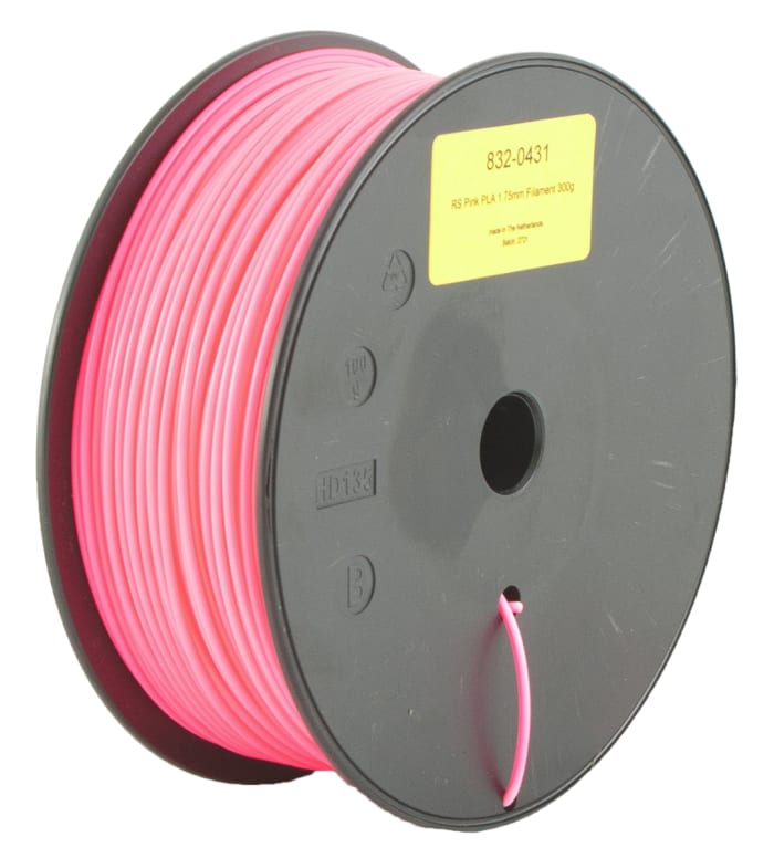 RS PRO 1.75mm Pink PLA 3D Printer Filament, 300g