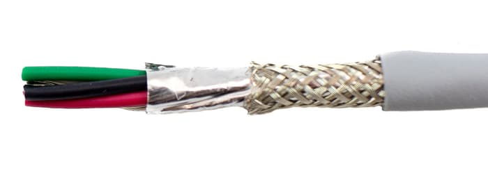 Alpha Wire Ecogen Ecocable Mini Control Cable, 4 Cores, 0.61 mm², ECO, Screened, 30m, Grey mPPE Sheath, 20 AWG