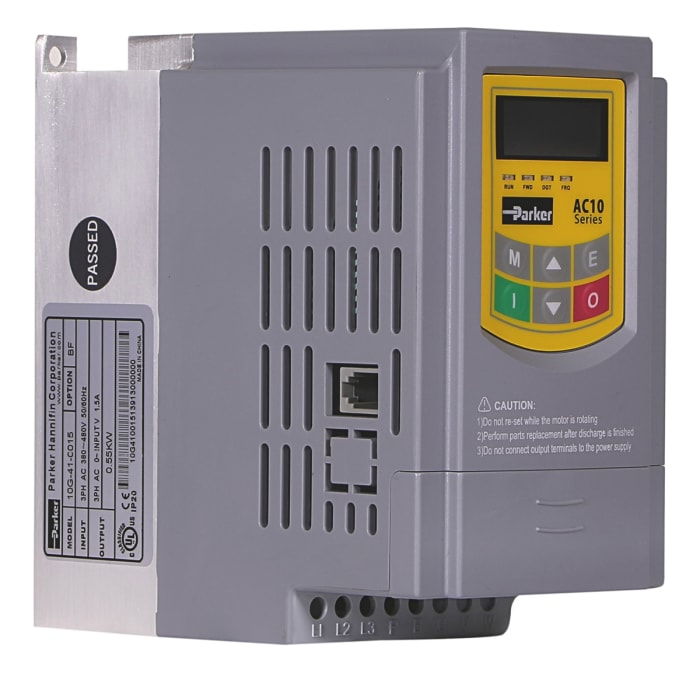 Parker AC10 İnverter Sürücü, Tek Fazlı, 0,55 kW, 230 V, 8,9 A, 0,5 → 650Hz, EMC Filtreli