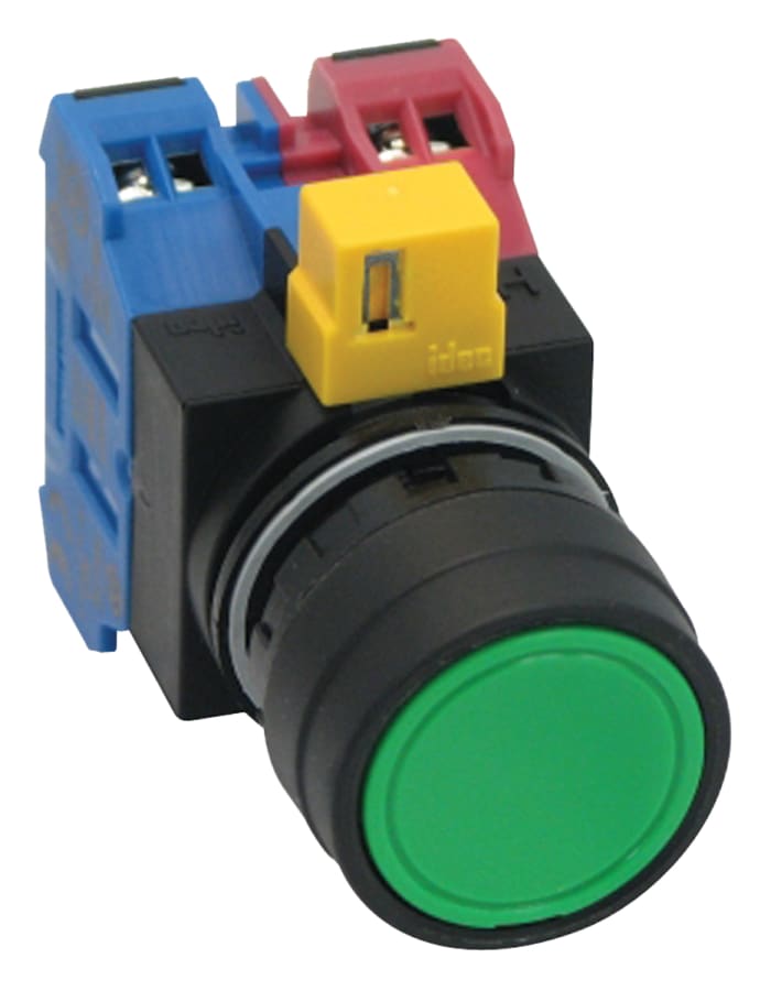 Idec IDEC HW Series Push Button, Panel Mount, 22mm Cutout, SPST, SPST