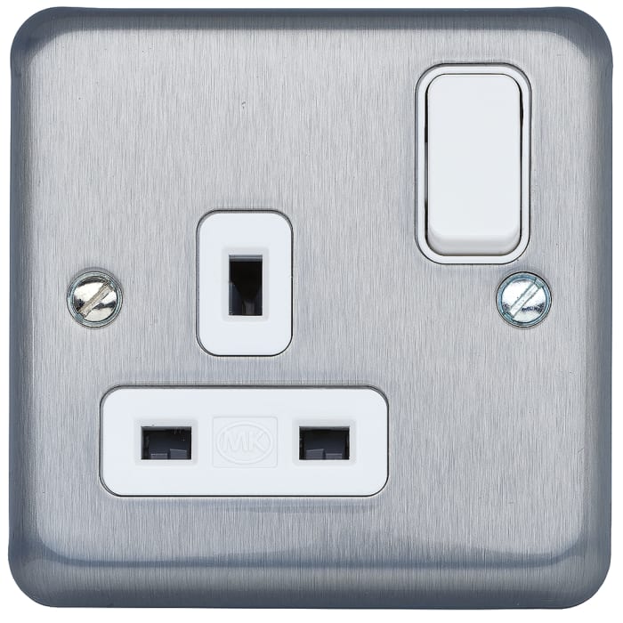 Prise électrique MK Electric série Albay Plus  , Montage encastré, Type G - Britannique avec interrupteur