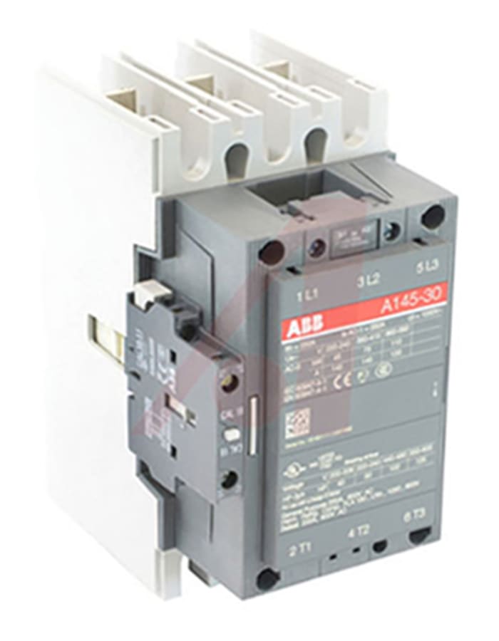 ABB A145-30-11-80 A Line Contactor, 240 V Coil, 3-Pole, 120 A, 110 kW, 3NO (Main), NO/NC (Auxiliary), 690 V