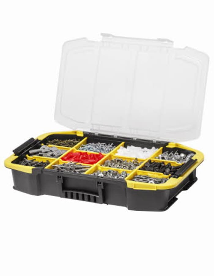 Stanley 9 Cell Black, Yellow PC, Adjustable Compartment Box, 90mm x 290mm x 507mm