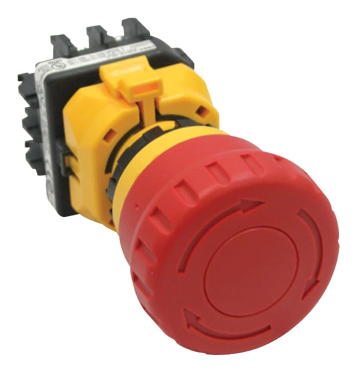 Idec XW1E Series Twist Release Emergency Stop Push Button, Panel Mount, 22mm Cutout, 4PST, IP65