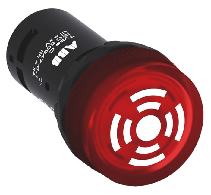 Buzzer LED ABB Rouge 24V c.a. / V c.c., Ø découpe 22mm, Montage panneau, IP66, IP67, IP69K