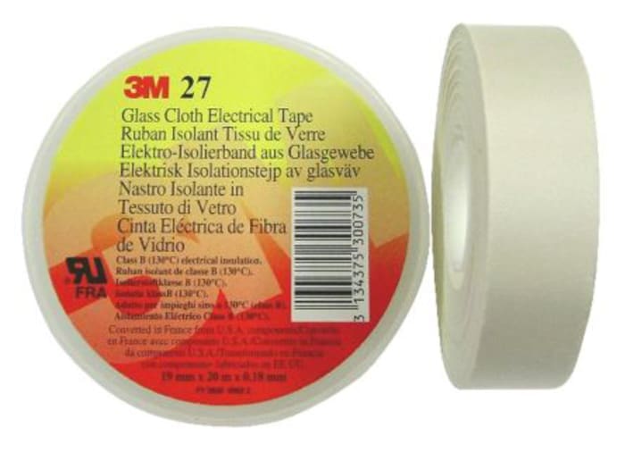 3M 27 Glass Cloth Electrical Tape, White