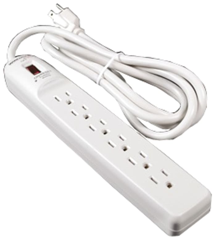 Regleta de enchufes Wiremold, con interruptor, long. cable 1.8m, 6 tomas NEMA 5-15R, 120 V, 15A
