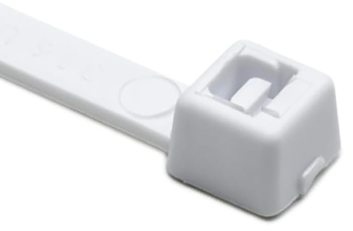 HellermannTyton Cable Tie, Standard, 202mm x 4.6 mm, White Nylon, Pk-100