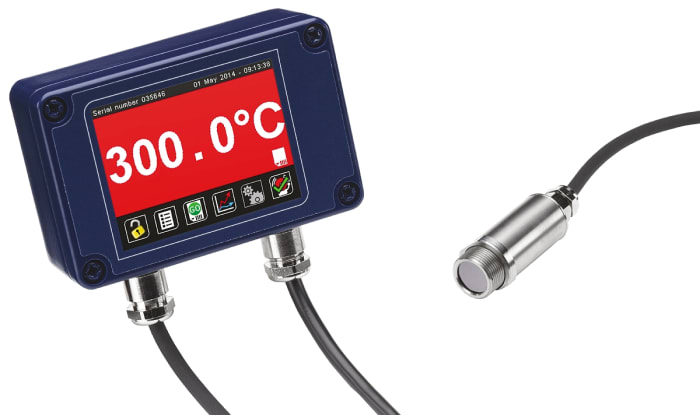 Calex PM2.2-251-HT-CRT-MSD mA Output Signal Touch Screen Display IR Temperature Sensor, 1m Cable, +450°C to +2000°C