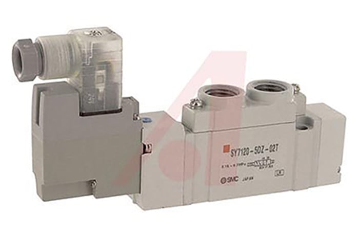 SMC 5/2 Pneumatic Solenoid/Pilot-Operated Control Valve - Solenoid/Pilot NPTF 1/4 SY7000 Series 24V dc