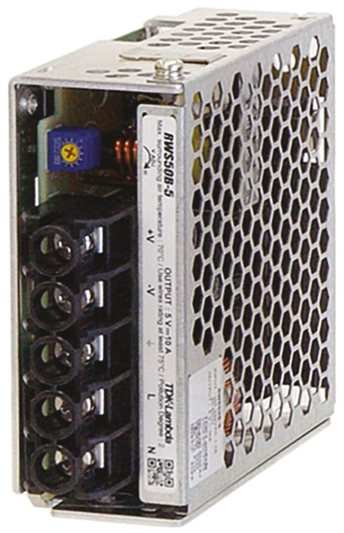 TDK-Lambda Switching Power Supply, RWS-50B-12, 12V dc, 4.3A, 51.6W, 1 Output, 120 → 370 V dc, 85 → 265 V