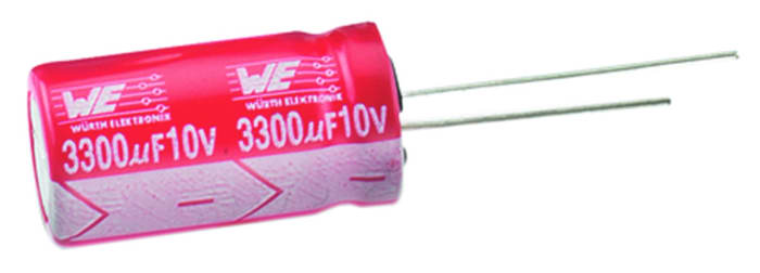 Wurth Elektronik 33 μF Capacitor 63V dc, Radial, Through Hole - 860080773006 Radial Lead
