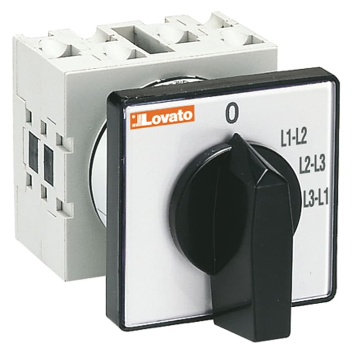 Lovato 4 Position 30° Voltmeter Cam Switch, 16A, Knob Actuator