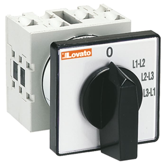 Lovato 4 Position 30° Voltmeter Cam Switch, 16A, Knob Actuator