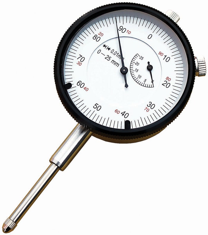 Číselníkový indikátor, rozsah: Maximálně 1", přesnost: 0.01 palců, rozlišení: 0,01 mm, Imperiální