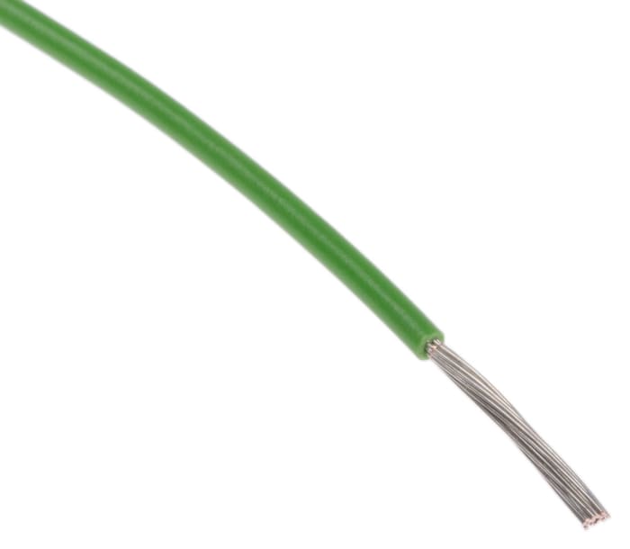 RS PRO Green 0.08 mm² Hook Up Wire, 28 AWG, 7, 100 m, Polytetrafluoroethylene