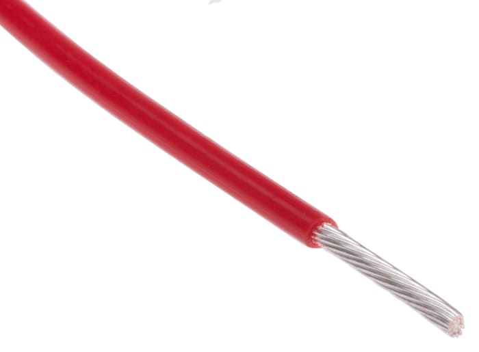 RS PRO Red 0.22mm² Hook Up Wire, 24 AWG, 7/0.2 mm, 25m, PTFE Insulation