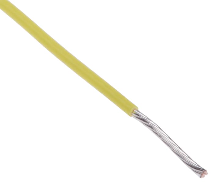 Cable de conexión RS PRO, área transversal 0,34 mm² Filamentos del Núcleo 19/0,15 mm Amarillo, 600 V, long. 100m, 22