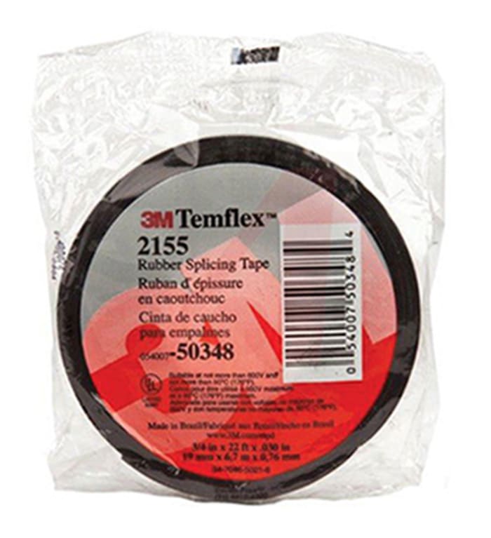 3M Temflex 2155 Black Self-Fusing Rubber Electrical Insulation Tape, 19mm x 7m