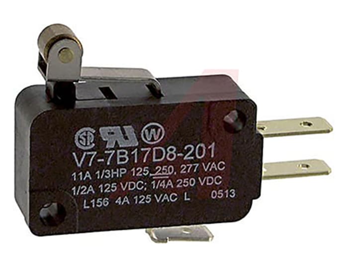 Honeywell Roller Lever Micro Switch, Quick Connect Terminal, 11 A @ 250 V ac, SP-CO