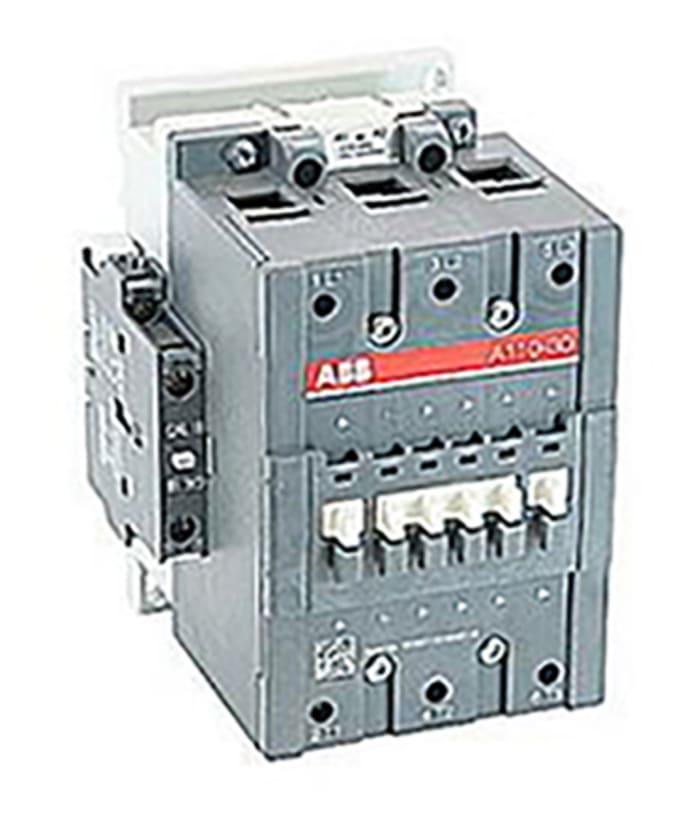 ABB A110-30-11-80 A Line Contactor, 220 V ac @ 50 Hz, 240 V ac @ 60 Hz Coil, 3-Pole, 140 A, 100 hp @ 550 → 600 V