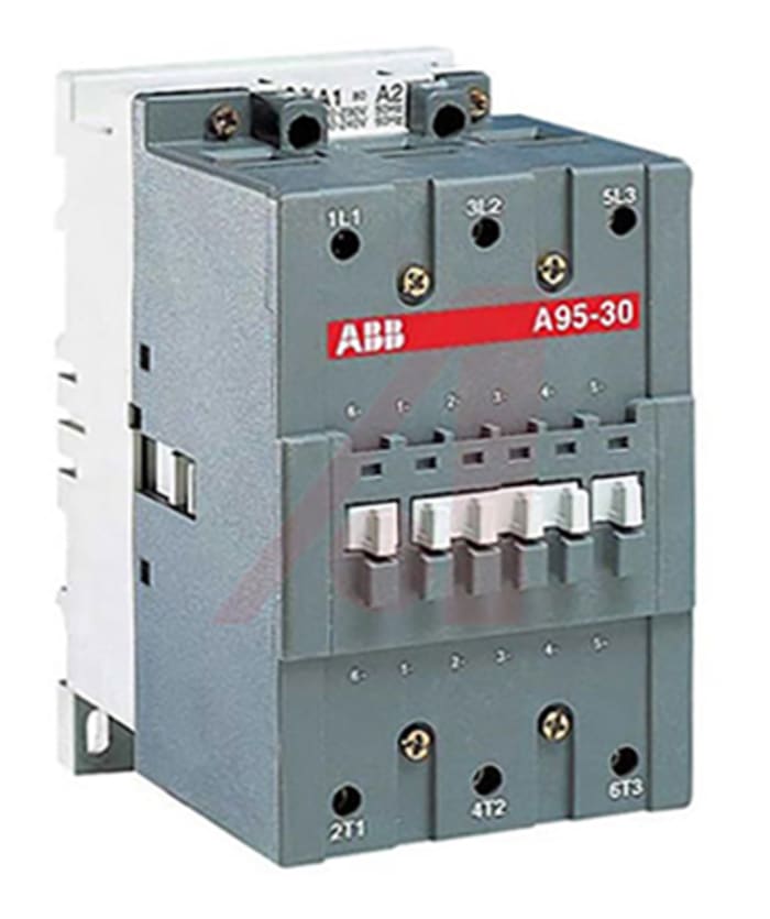 ABB A95-30-00-84 A Line Contactor, 110 V ac @ 50 Hz, 120 V ac @ 60 Hz Coil, 3-Pole, 125 A, 7.5 hp @ 550 → 600 V