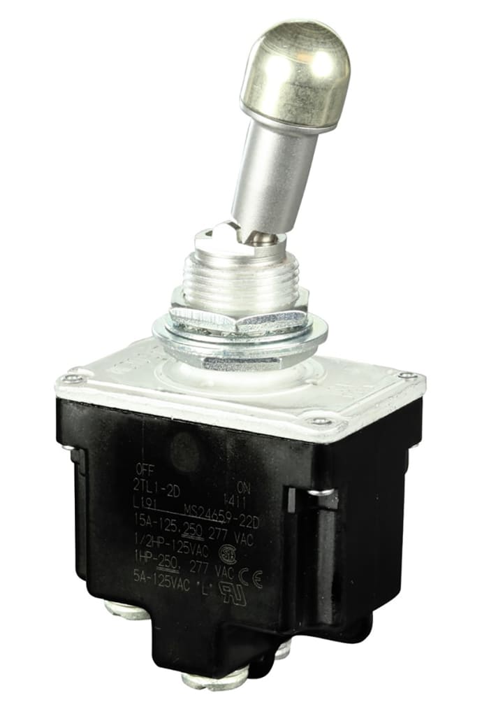 Honeywell Toggle Switch, Panel Mount, On-Off, DPST, Screw Terminal