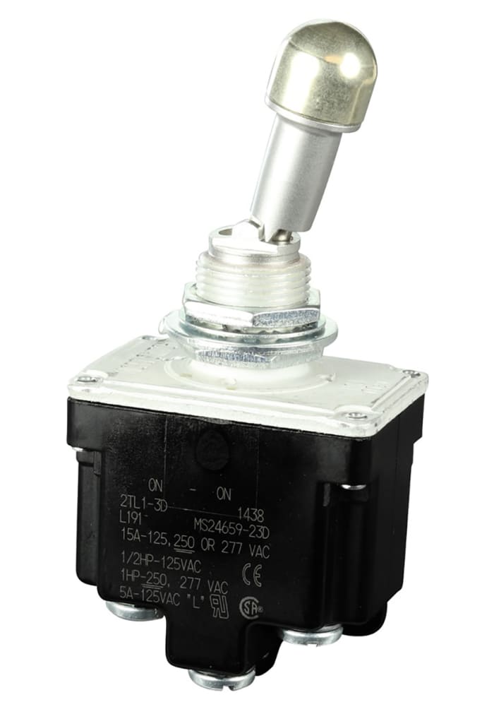 Honeywell Toggle Switch, Panel Mount, On-On, DPDT, Screw Terminal