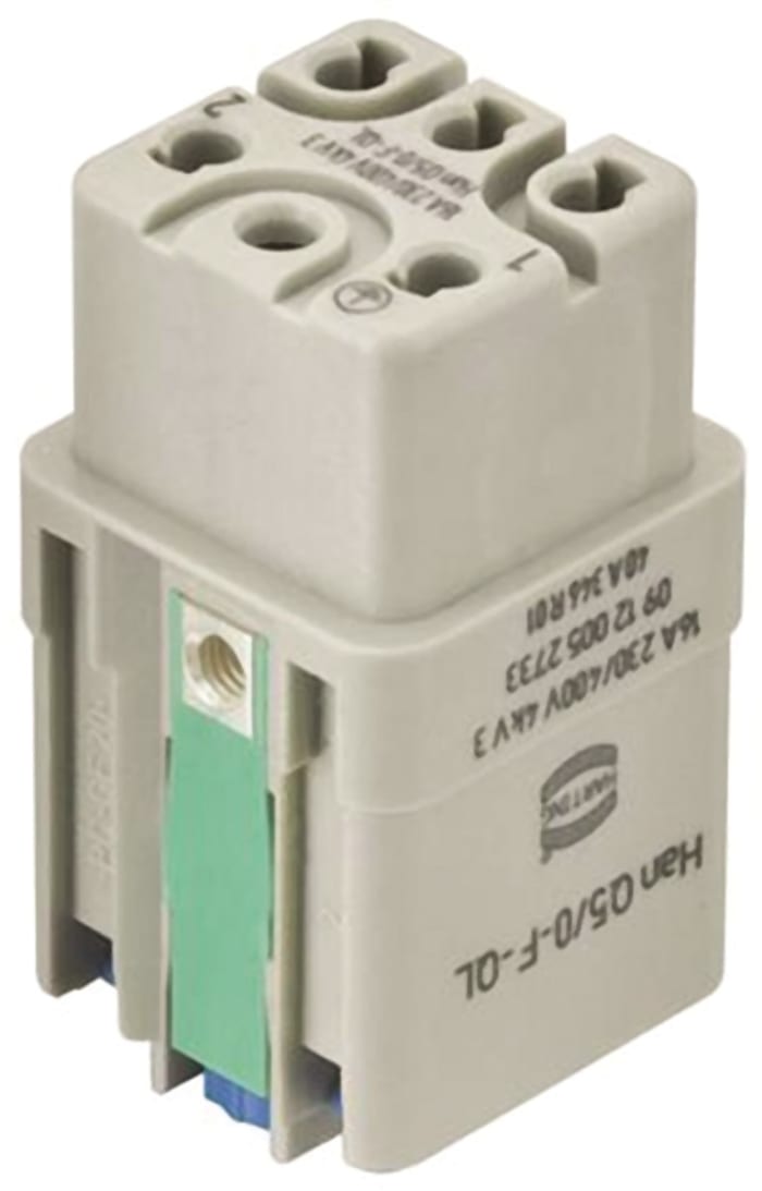 HARTING Heavy Duty Power Connector Insert, 16A, Female, HAN Q Series, 5 Contacts
