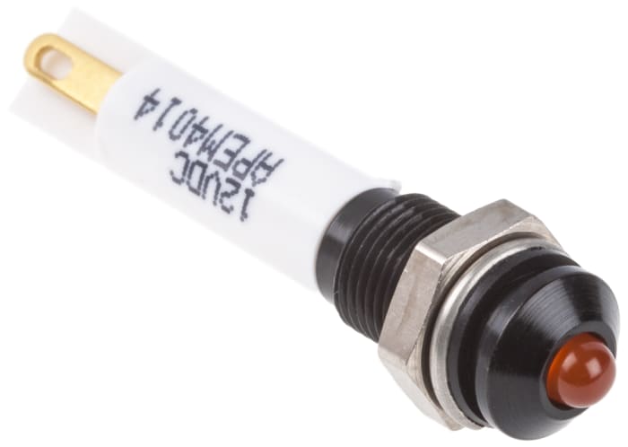 RS PRO Orange Panel Mount Indicator, 10.8 → 13.2V dc, 6mm Mounting Hole Size, IP67