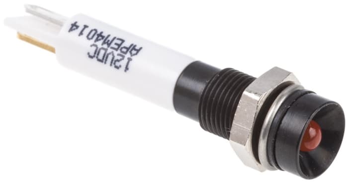 RS PRO Orange Panel Mount Indicator, 10.8 → 13.2V dc, 6mm Mounting Hole Size, IP67