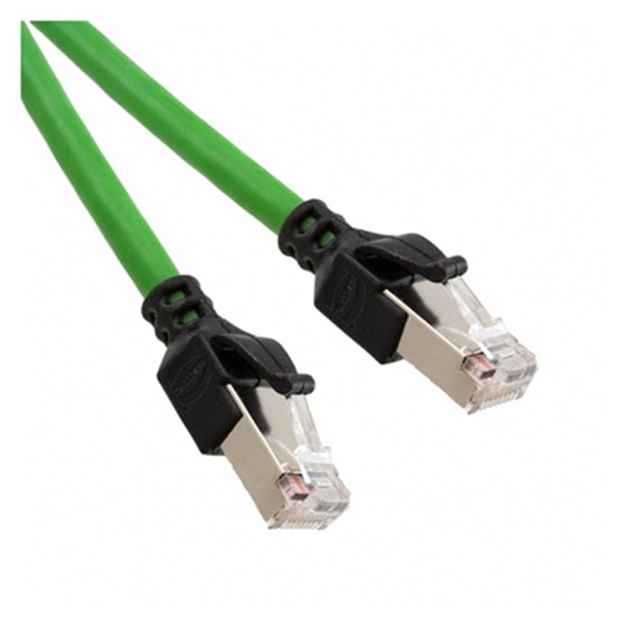 HARTING, 1m Cat5e, Green RJ45 to Male RJ45 Male, SF/UTP Shielded, Terminated PUR Sheath