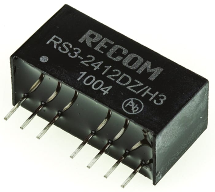 Recom RS3 Isolated DC-DC Converter, ±12V dc/ ±125mA Output, 9 → 27 V dc Input, 3W, Through Hole, +71°C Max Temp