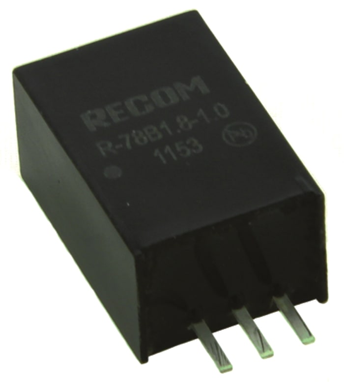 Recom Switching Regulator, Through Hole, 1.8V dc Output Voltage, 4.75 → 26V dc Input Voltage, 1A Output Current,