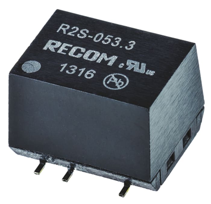 Recom R2S DC-DC Converter, 3.3V dc/ 606mA Output, 4.5 → 5.5 V dc Input, 2W, Surface Mount, +100°C Max Temp -40°C