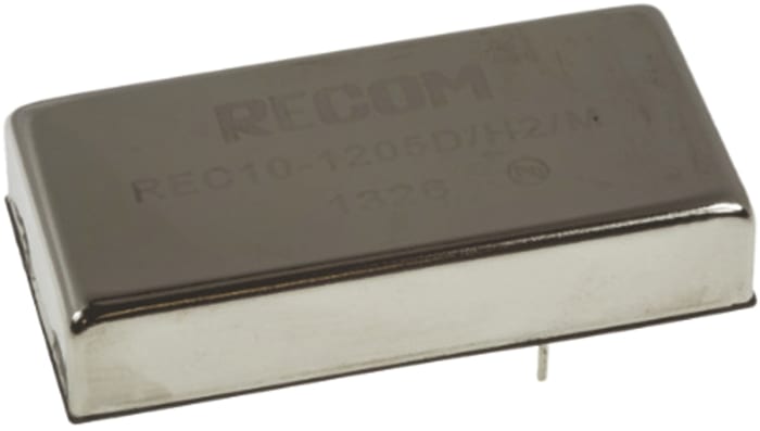 Recom REC10 Isolated DC-DC Converter, 12V dc/ 833mA Output, 9 → 36 V dc Input, 10W, Through Hole, +71°C Max Temp