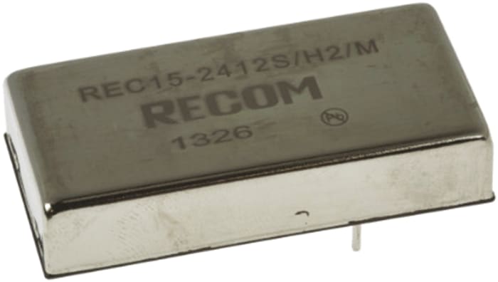 Recom REC15 Isolated DC-DC Converter, 12V dc/ 1.25A Output, 18 → 36 V dc Input, 15W, Through Hole, +71°C Max