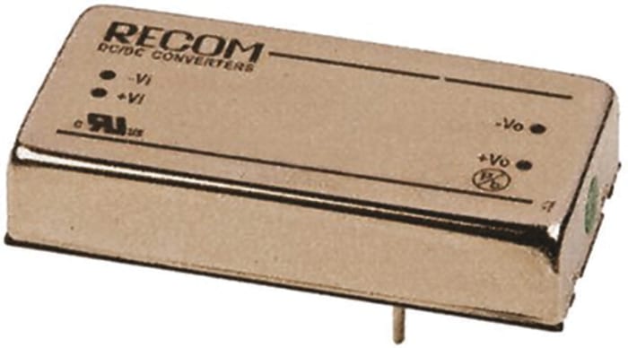 Recom RP15 F Isolated DC-DC Converter, 5V dc/ 3A Output, 36 → 75 V dc Input, 15W, Through Hole, +85°C Max Temp