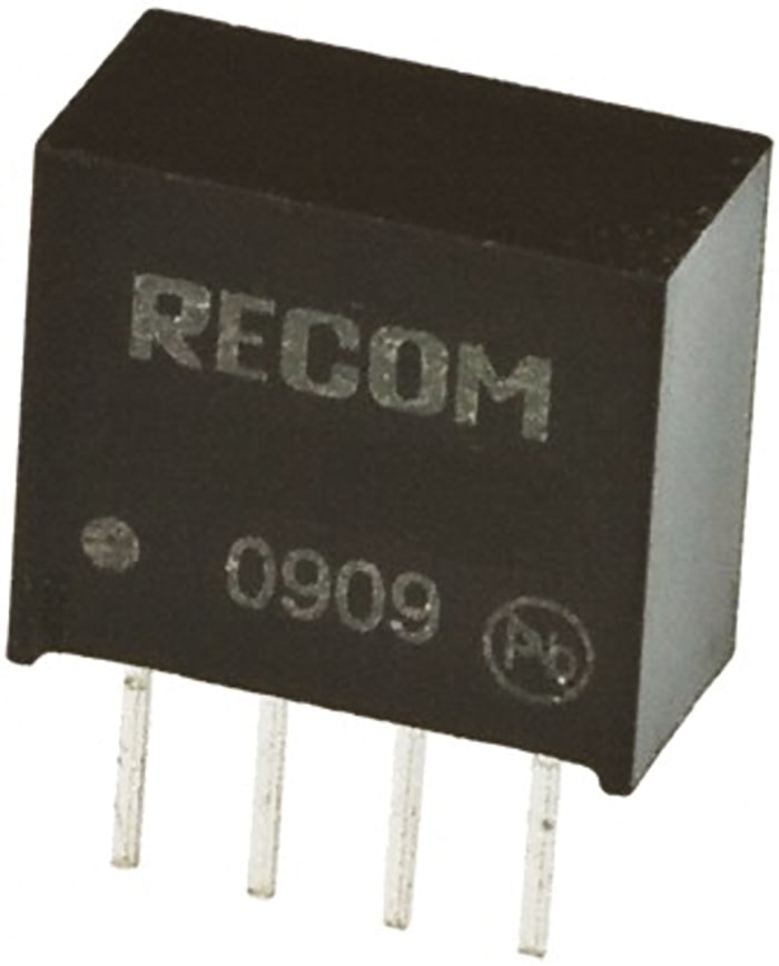 Recom RO DC-DC Converter, 5V dc/ 200mA Output, 4.5 → 5.5 V dc Input, 1W, Through Hole, +100°C Max Temp -40°C Min