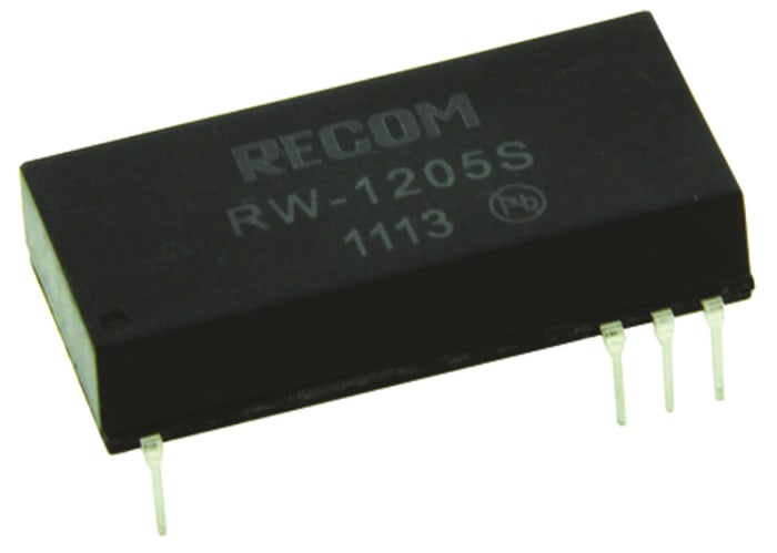 Recom RW DC-DC Converter, 5V dc/ 600mA Output, 9 → 18 V dc Input, 3W, Through Hole, +80°C Max Temp -40°C Min Temp