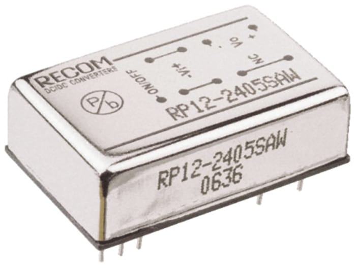 Recom RP12 AW Isolated DC-DC Converter, 3.3V dc/ 3.5A Output, 9 → 36 V dc Input, 12W, Through Hole, +61°C Max