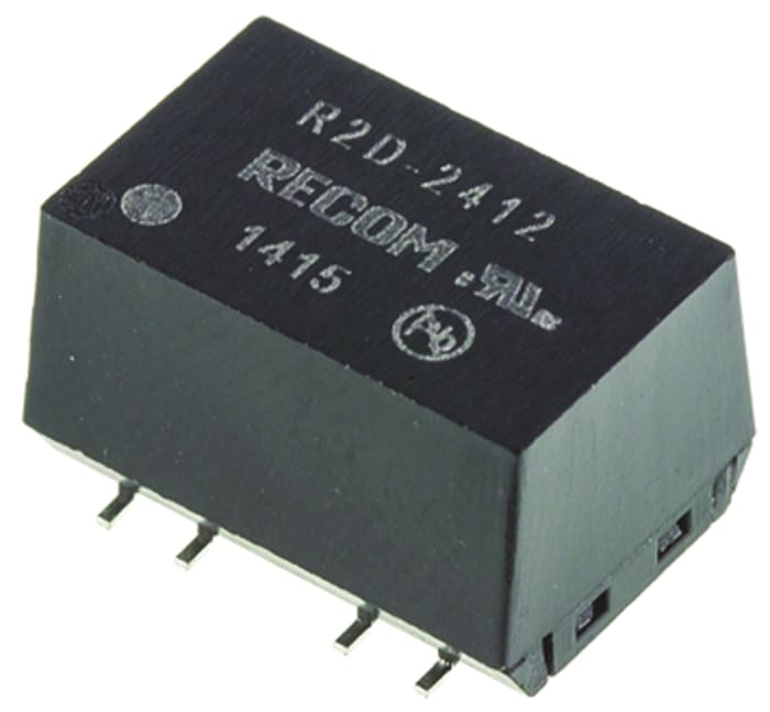 Recom R2D Isolated DC-DC Converter, ±12V dc/ ±83mA Output, 2W, Surface Mount, +100°C Max Temp -40°C Min Temp