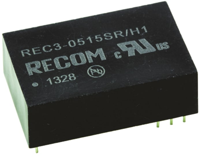 Convertisseur CC-CC isolé Recom, REC3, Montage traversant, 3W, 1 sortie, 15V c.c., 200mA