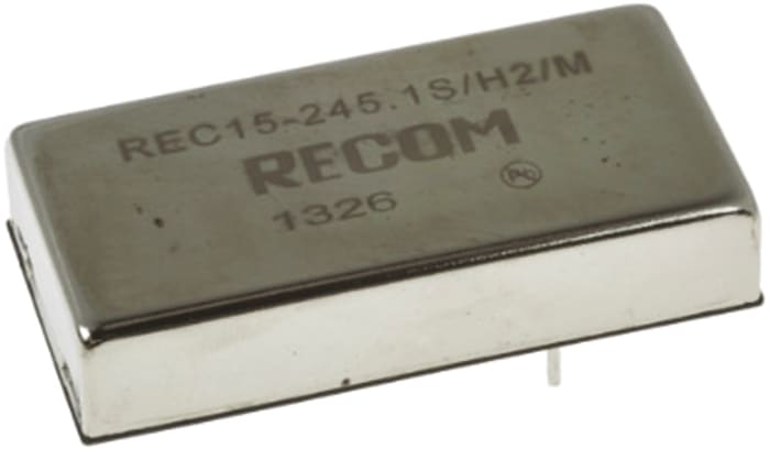 Recom REC15 Isolated DC-DC Converter, 5V dc/ 3A Output, 18 → 36 V dc Input, 15W, Through Hole, +71°C Max Temp