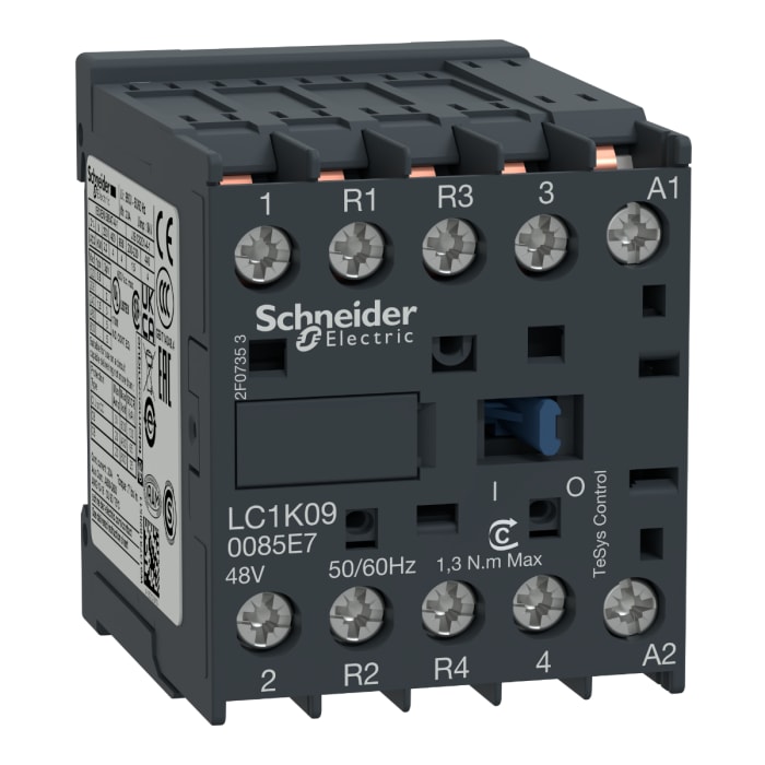 Contacteur Schneider Electric série LC1K, 4 pôles , 2 N/O + 2 N/F, 20 A, 48 V c.a., 4 kW